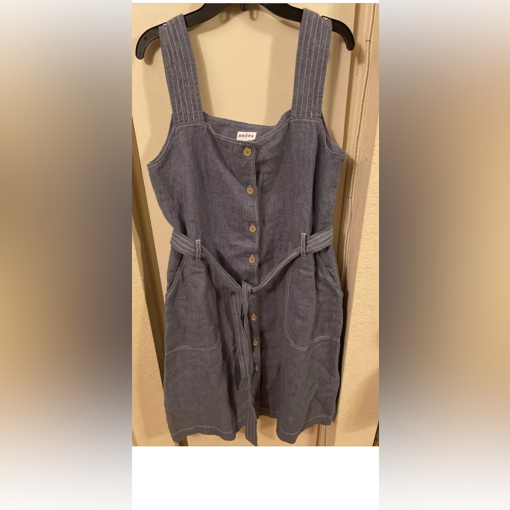 brora linen sleevelesd dress sz usa 8
